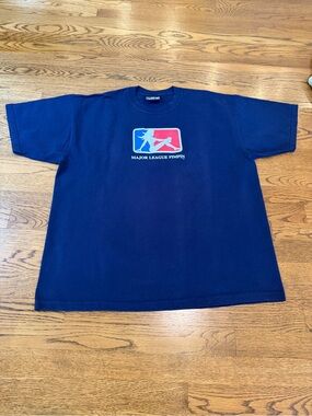 Vintage Y2K Steve and Barrys Major League Pimpin Parody T-Shirt Navy Blue XL